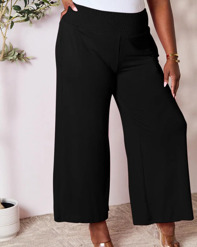 Basic Bae Full Size Smocked Wide Waistband Wide Leg Pants