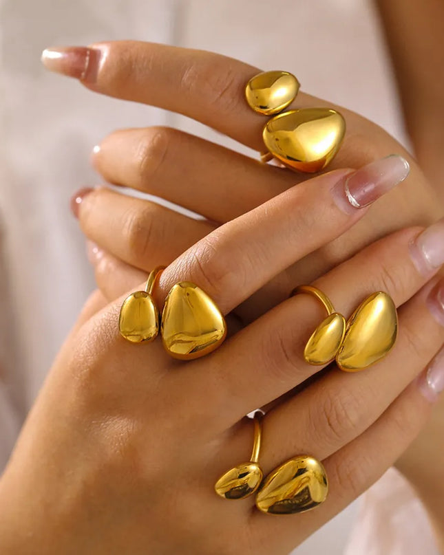 18K Gold-Plated Irregular Bypass Ring
