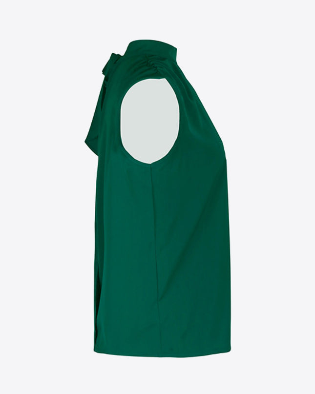 Perfee Tied Mock Neck Blouse