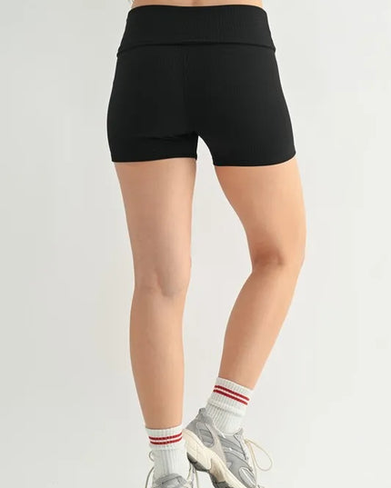 MONO B Ribbed Foldover Waist Shorts 