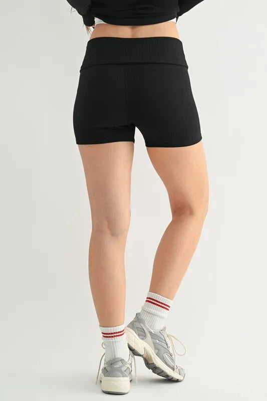 MONO B Ribbed Foldover Waist Shorts 
