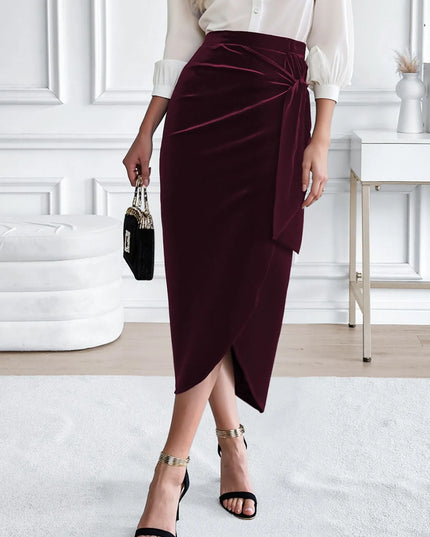Side Tied Velvet Skirt