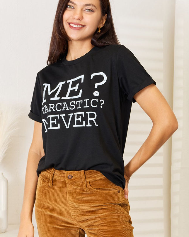 Simply Love Letter Graphic Round Neck T-Shirt Black