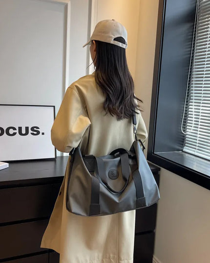 Oxford Cloth Travel Handbag Dark Gray One Size