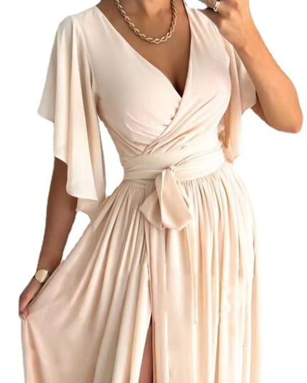 Flutter Sleeve Surplice Tie Waist Dress