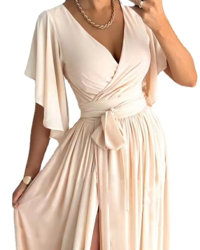 Flutter Sleeve Surplice Tie Waist Dress