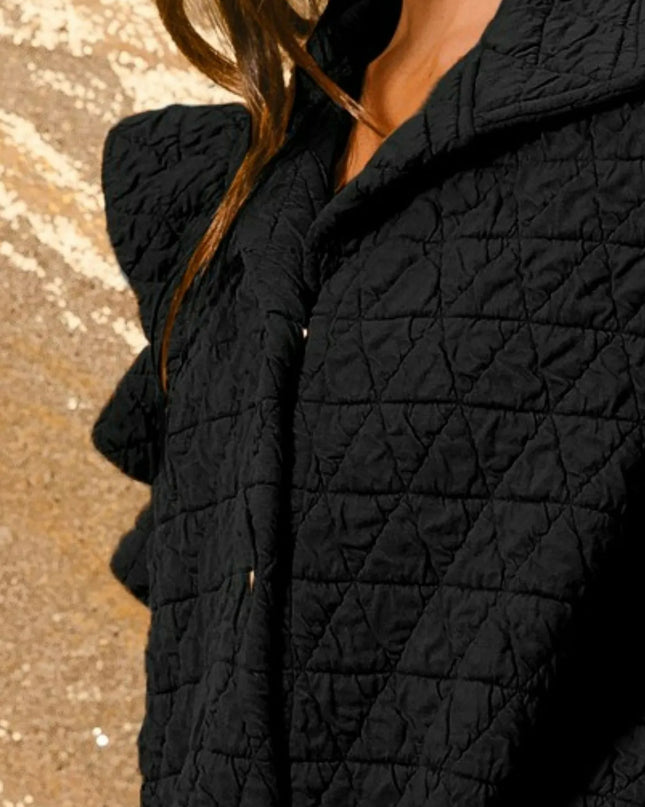 BiBi Quilting Knit Ruffle Sleeve Vest