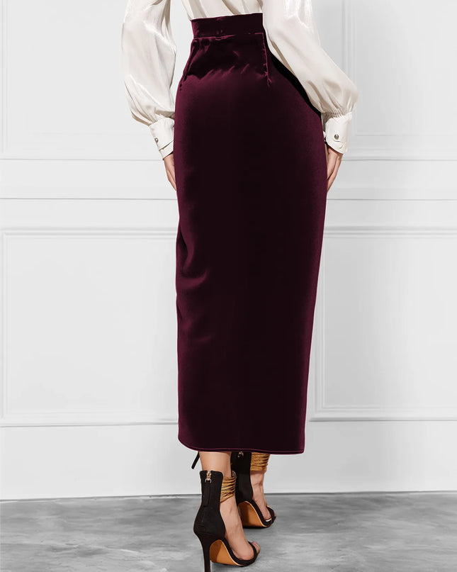 Side Tied Velvet Skirt