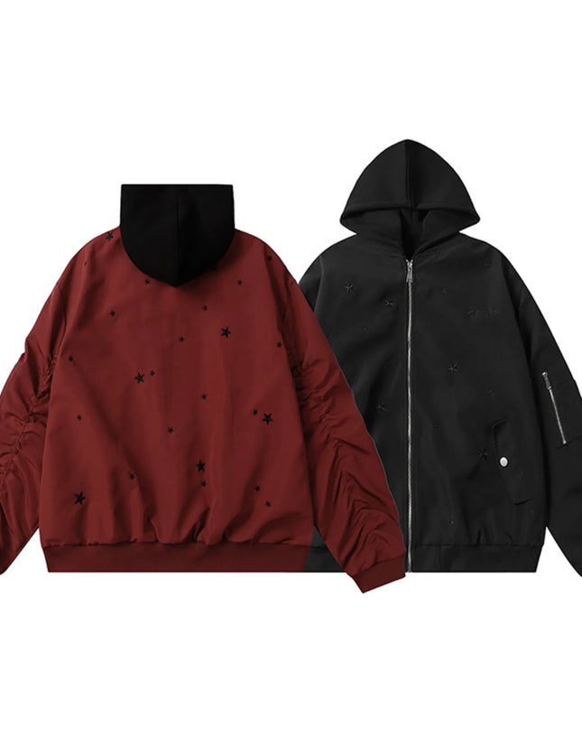 Men's Star Zip Up Hooded Jacket