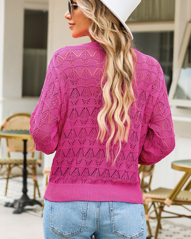 Openwork V-Neck Cardigan