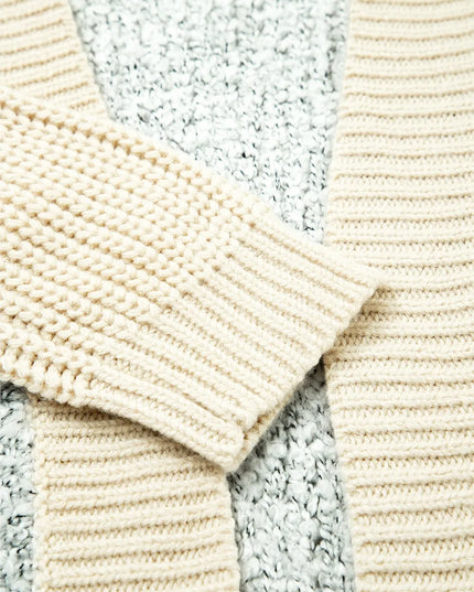 Color Block Side Pockets Open Front Cardigan