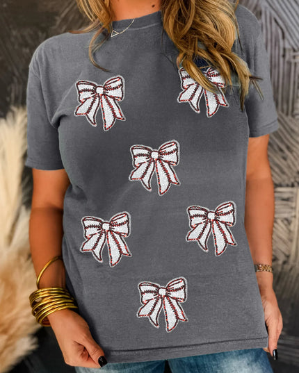 Sequin Bow Short Sleeve Tee