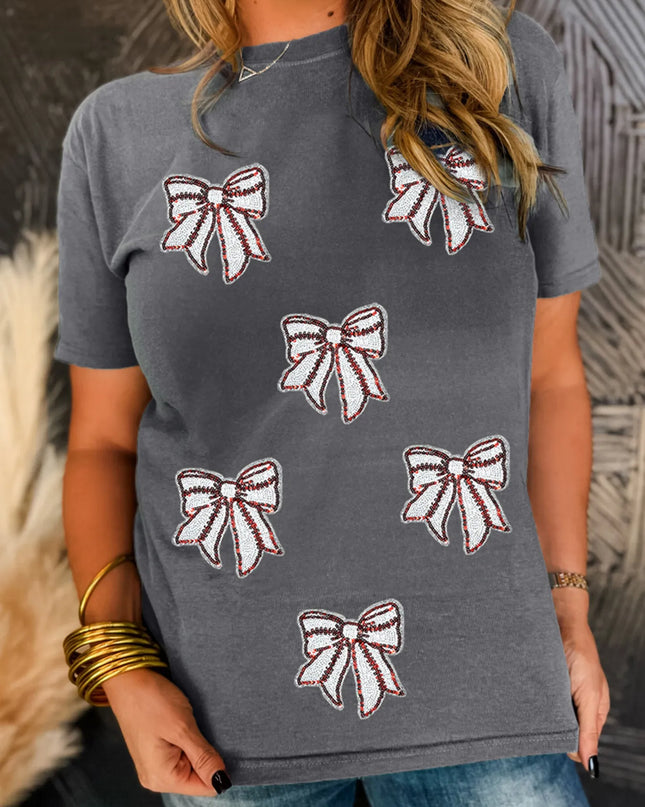 Sequin Bow Short Sleeve Tee