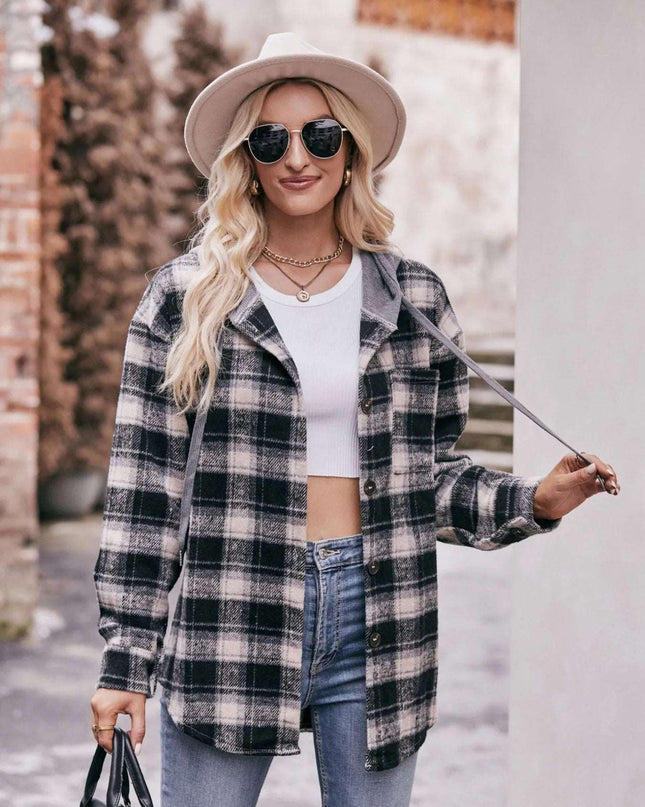 Oversized Plaid Button Up Shacket