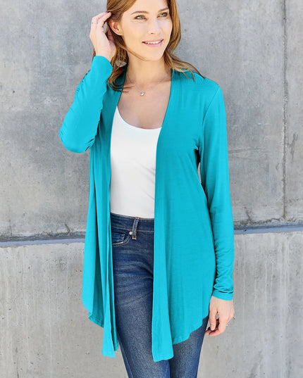 Basic Bae Full Size Open Front Long Sleeve Cardigan Sky Blue