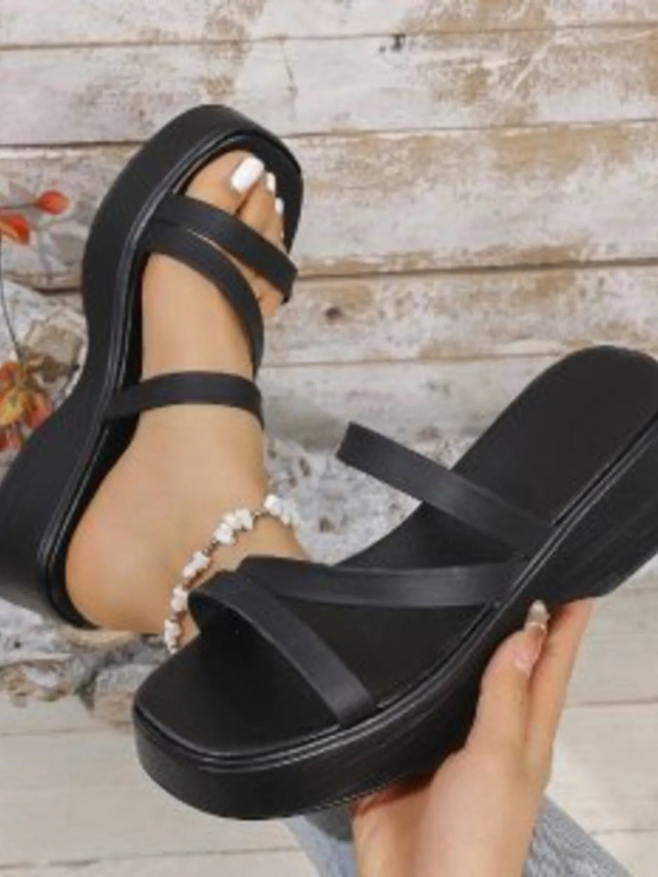 Platform Open Toe Summer Sandals Black