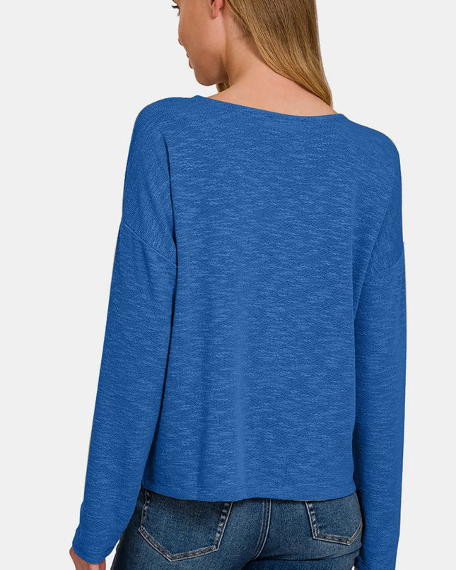 Zenana Dropped Shoulder Long Sleeve T-Shirt