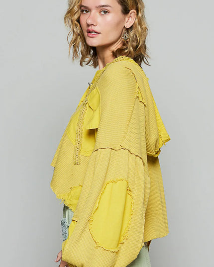 POL Raw Hem Cropped Hooded Jacket