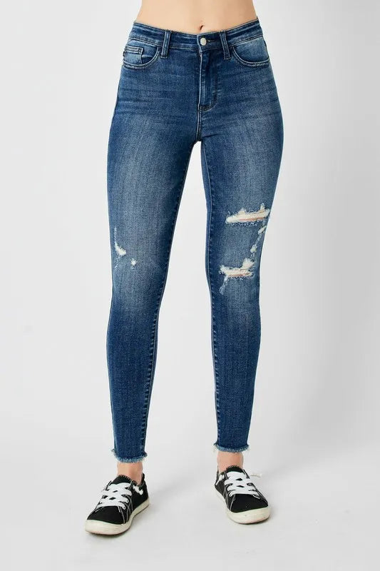 Judy Blue Full Size High Waist Distressed Skinny Jeans