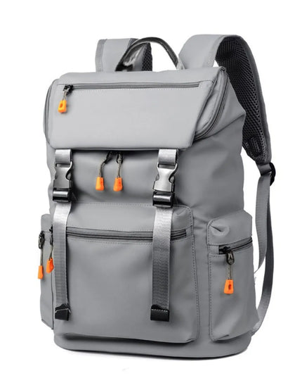 Oxford Cloth Multi-Pockets Backpack Bag Gray One Size