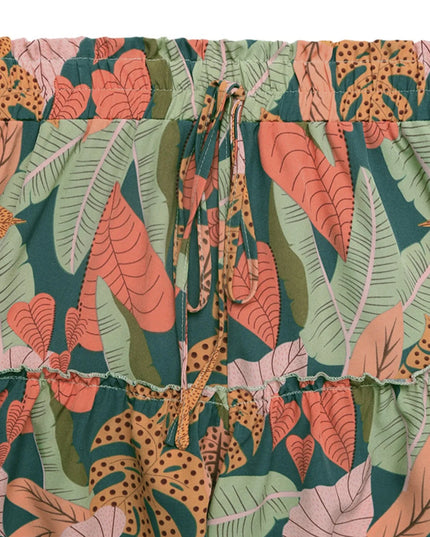 Tropical Print High Waist Shorts