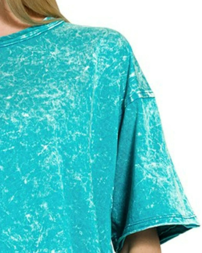 Zenana Acid Crinkle-Washed Oversized T-Shirt