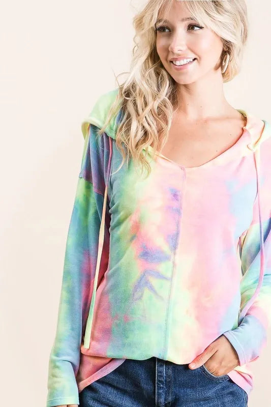 BiBi Tie Dye Terry Long Sleeve Hoodie