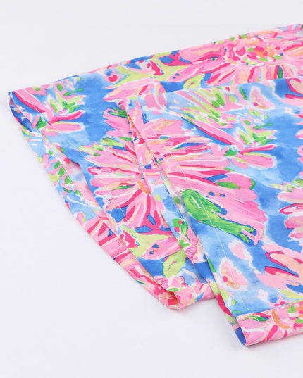 Floral Smocked Square Neck Jumpsuit with Pockets