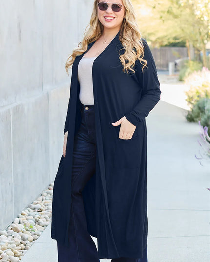 Basic Bae Full Size Open Front Long Sleeve Cover Up