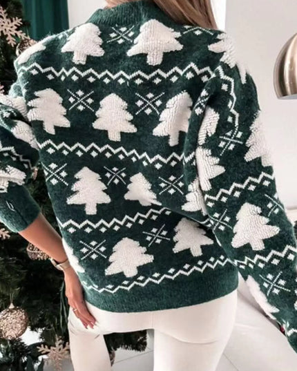 Christmas Tree Pattern Long Sleeve Sweater