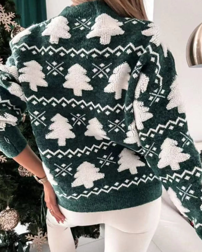 Christmas Tree Pattern Long Sleeve Sweater
