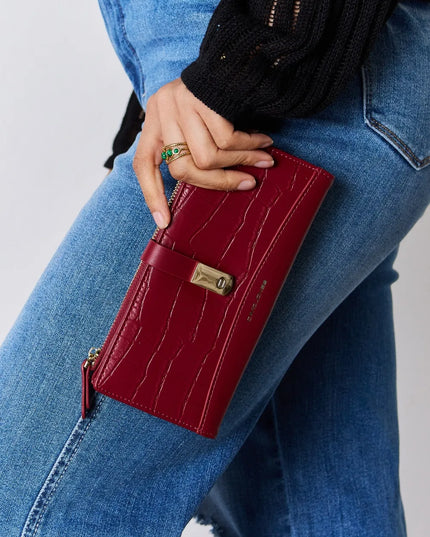 David Jones Texture PU Leather Wallet RED One Size