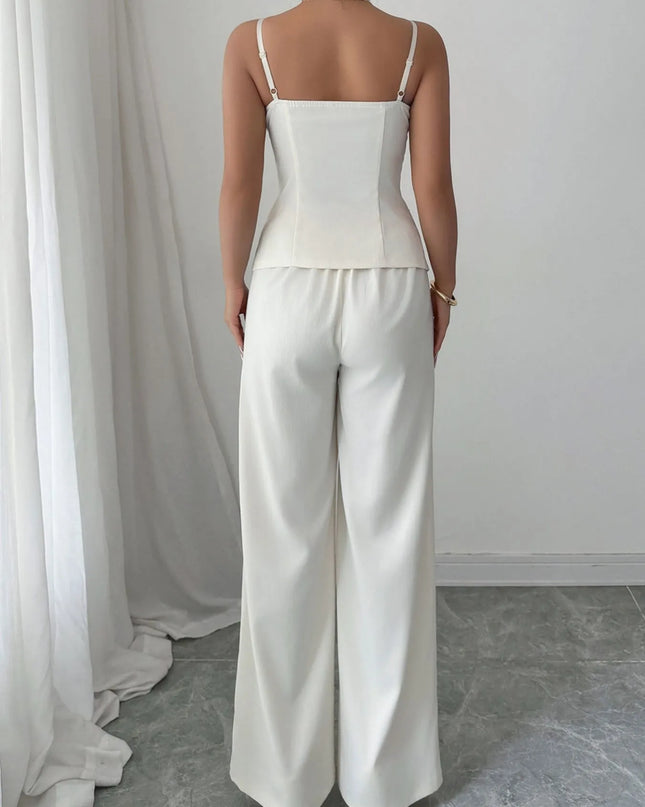 Button Front Cami and Pants Set