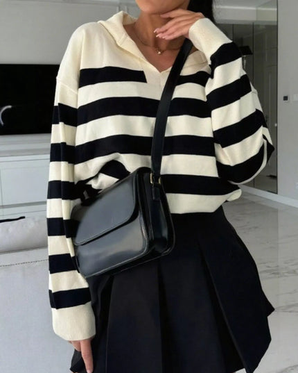 Striped Dropped Shoulder Knit Top