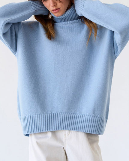 Turtle Neck Dropped Shoulder Sweater