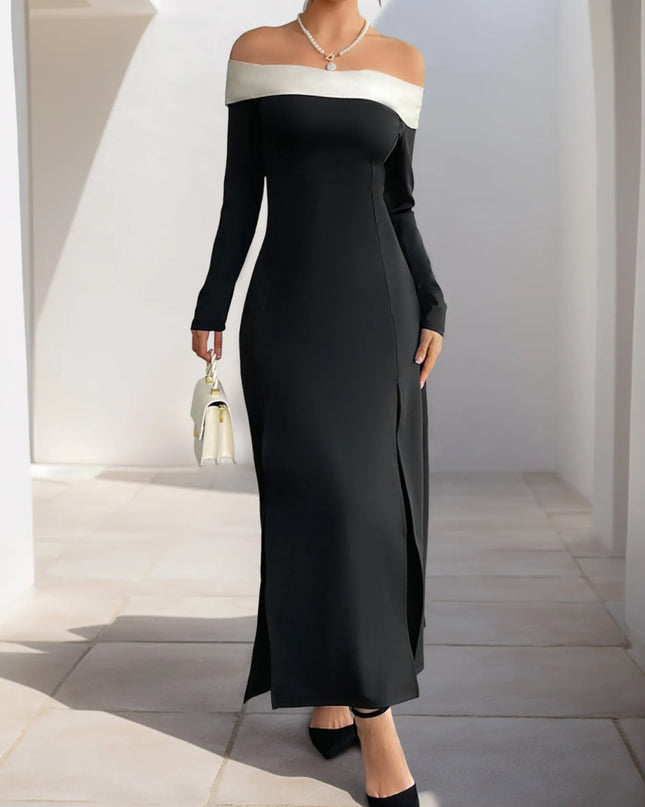 Side Slit Off-Shoulder Maxi Dress 