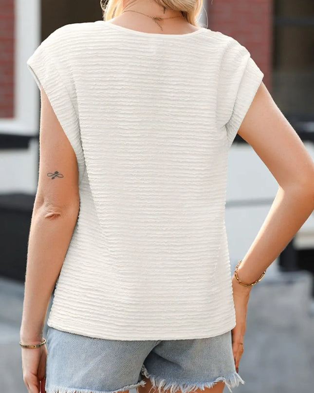 Asymmetrical Neck Short Sleeve Top