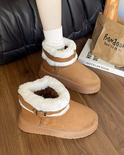 Round Toe Platform Boots Brown