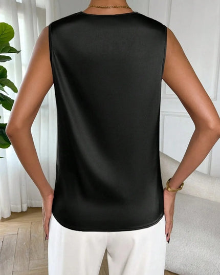 Satin Cowl Neck Sleeveless Blouse