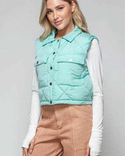 Snobbish Snap Down Quilted Crop Vest