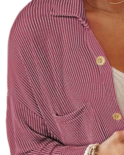 Striped Collared Neck Long Sleeve Shirt