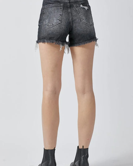 RISEN Full Size High Rise Distressed Denim Shorts 