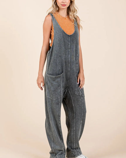 Mittoshop Mineral Wash Relaxed Fit Sleeveless Harem Jumpsuit