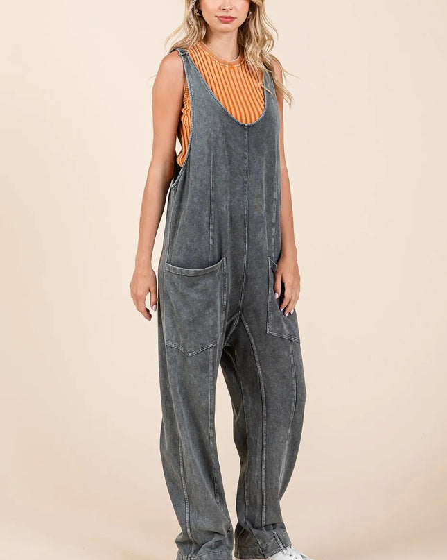 Mittoshop Mineral Wash Relaxed Fit Sleeveless Harem Jumpsuit