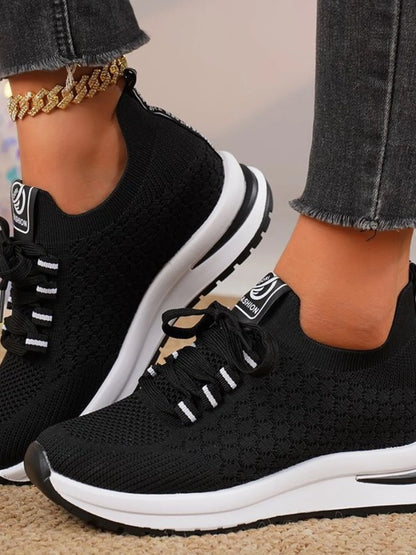 Breathable Mesh Lace Up Sneakers