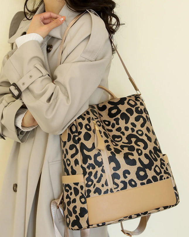 Leopard Print Backpack Bag