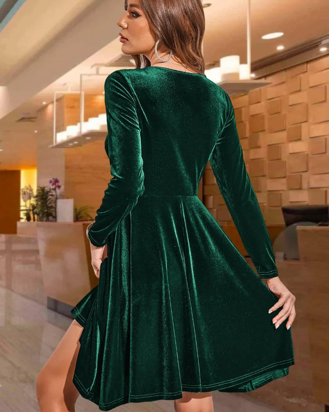 Round Neck Long Sleeve Knee Length Dress