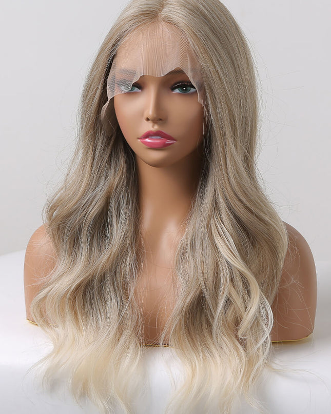 13*2" Lace Front Wigs Synthetic Long Wave 24" 150% Density in Medium Blonde Highlights