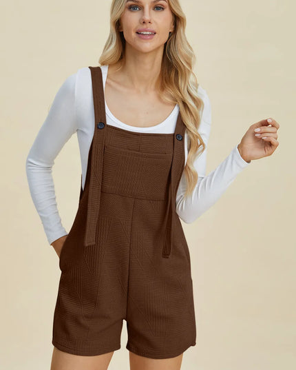 Double Take Full Size Texture Sleeveless Romper