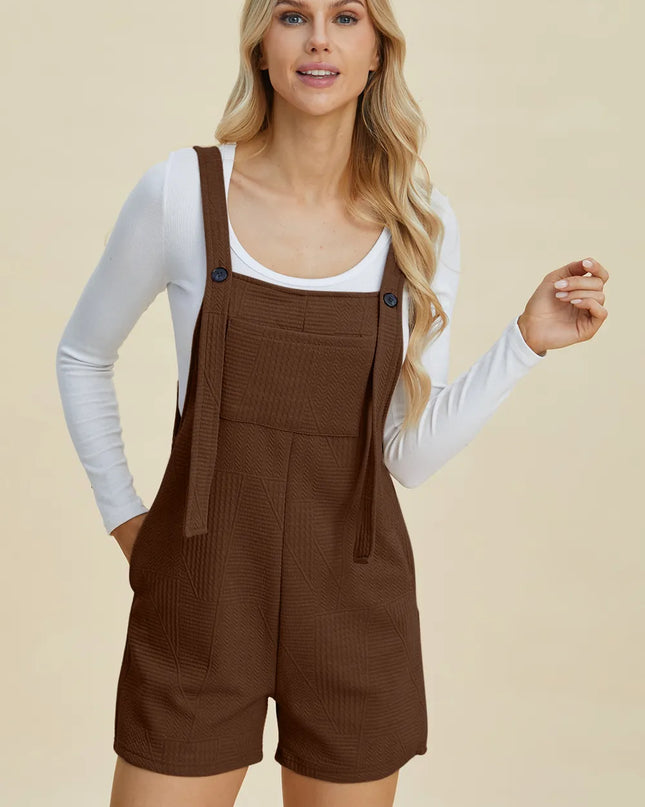Double Take Full Size Texture Sleeveless Romper